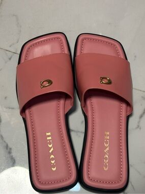 Coach Pink Leather Slide Sandals, NEVER WORN